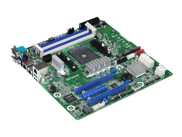 ASRock X470D4U, 1xSKT AM4, AMD Ryzen, X470, SATA, 2xM.2, 2xGbE, IPMI