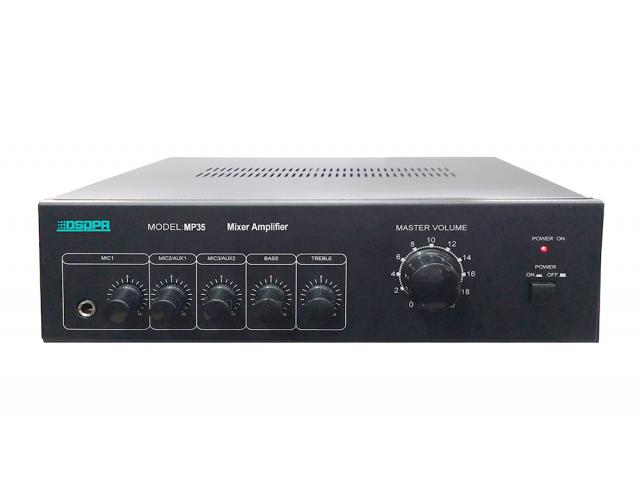 Amplificator cu mixer DSPPA MP35, 35W, 100V, intrare 3xMIC/2xAUX, 4-16 Ohmi