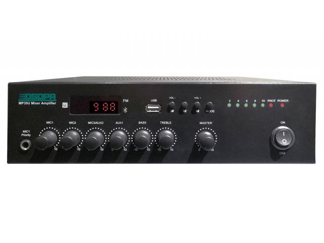 Amplificator cu mixer DSPPA MP35U, 35W, Bluetooth/USB, intrare 3xMIC/2xAUX, 4-16 Ohmi