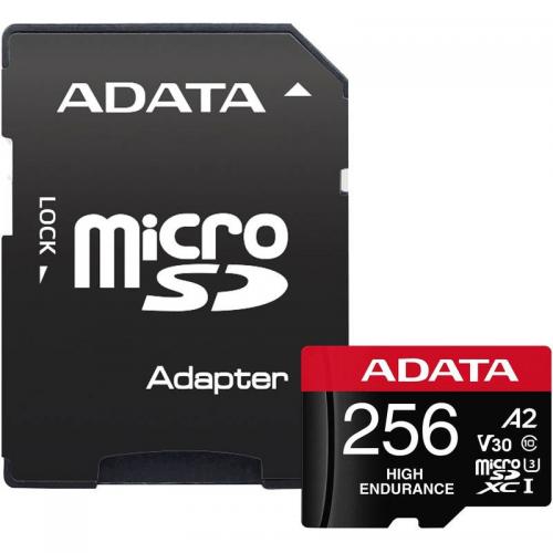 Memory Card microSDXC A-Data High Endurance, 256GB, Clasa 10, UHS-I U3 + Adaptor SD