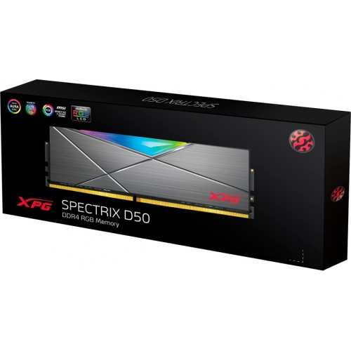 Memorie A-Data XPG Spectrix D50 Tungsten Grey RGB Intel XMP 2.0 8GB, DDR4-3200MHz, CL16