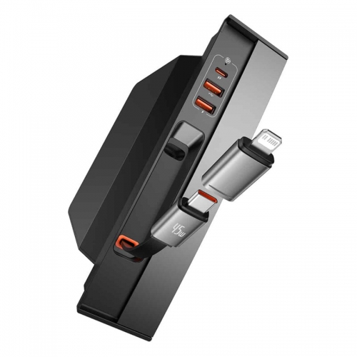 Hub USB Baseus T-Space, 2 x USB-A, 2 x USB-C, 1m, Gray