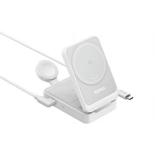 Incarcator Wireless Anker MagGo 3-in-1, USB-C, 15 W, White