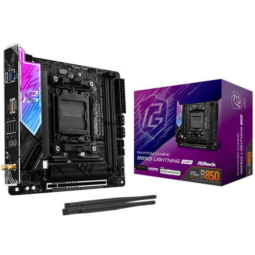 Placa de baza ASRocK Phantom Gaming B850I Lightning WiFi, AMD B850, Socket AM5, mITX