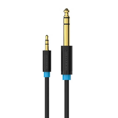 Adaptor audio Vention, de la Jack 3.5mm (T) la Jack 6.35mm (T), 2m, AWG 26, PVC, negru, 