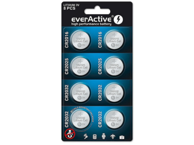 Baterii everActive Lithium 4 x CR2032, 2 x CR2025, 2 x CR2016, 3 V, Blister