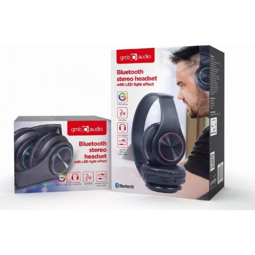 Casti cu microfon Gembird BHP-LED-01, Bluetooth/3.5mm jack, Black