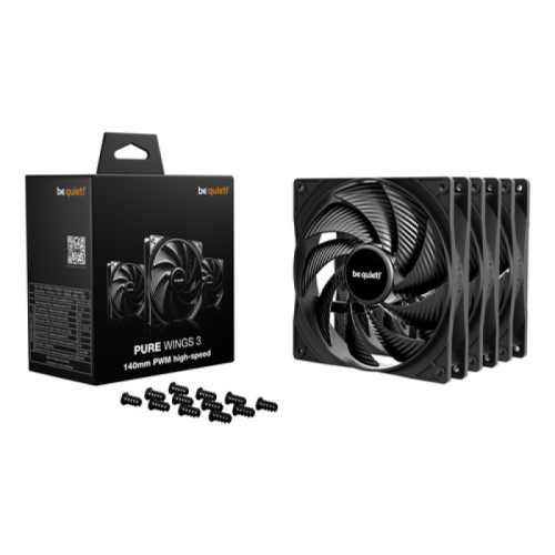 Kit Ventilatoare Be quiet! Pure Wings 3 PWM High-Speed, 3 x 140 mm, Black, 3 bucati
