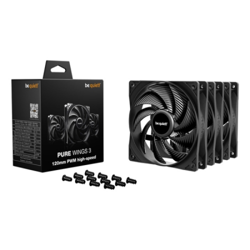 Kit Ventilatoare Be quiet! Pure Wings 3 PWM High-Speed, 3 x 120 mm, Black, 3 bucati