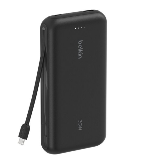 20K PD30W INTEGRATED USB-C/CABLE POWER BANK BLACK