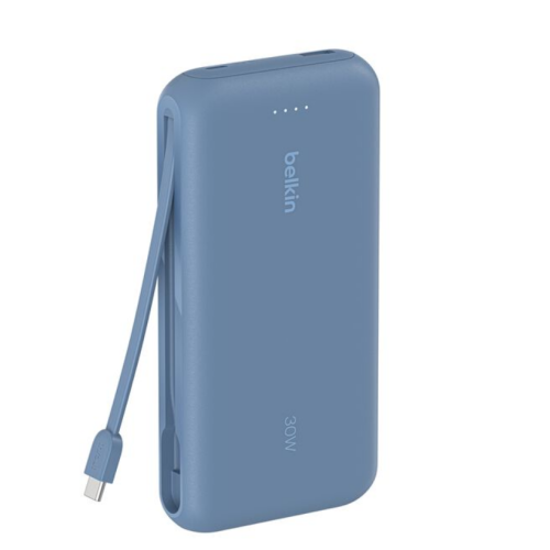 20K PD30W INTEGRATED USB-C/CABLE POWER BANK BLUE