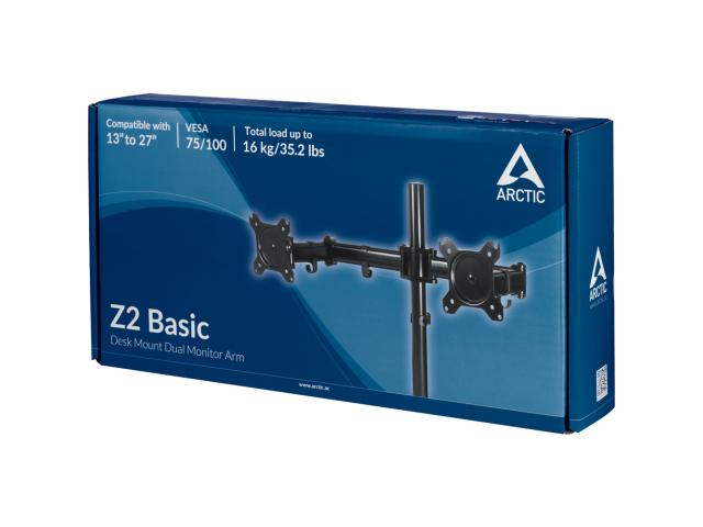 Suport Arctic Z2 Basic cu hub USB 3.0 pentru 2 monitoare, Black