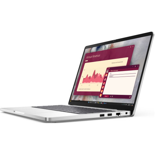 Laptop Dell Pro 14 PC14250, Intel Core Ultra 7 265U, 14 inch, RAM 16GB, SSD 512GB, Intel Graphics, Linux, Platinum Silver