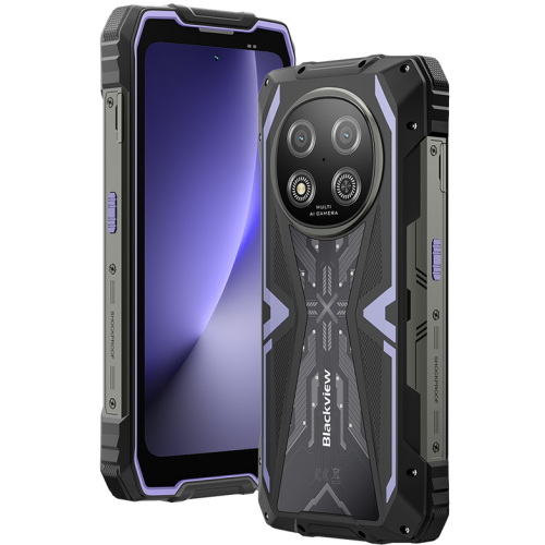 Blackview ROCK 2 5G 6.67-inch HD+ 1640x720 120Hz 12+256GB Unosoc T8100 Octa-Core 2.2GHz 13MP Front 16MP Rear NFC FG MIL-STD-810H 15000mAh Fingerprint  Android 16 Purple