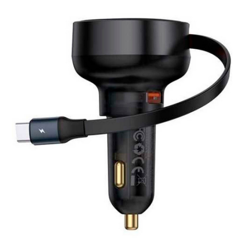 Incarcator auto Baseus Enjoyment Pro, 1 x USB-C, 1 x USB-A, 60 W, Black