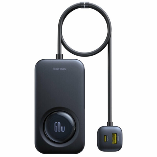 INCARCATOR auto Baseus PrimeTrip VW1, Quick Charge 60W, 2 x USB, 3 x USB Type-C, pt. bricheta auto, cablu retractabil, negru 