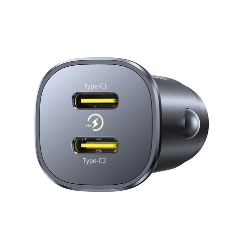 INCARCATOR auto Baseus GoTrip DP1, Quick Charge 30W, 2 x USB Type-C, pt. bricheta auto, negru 