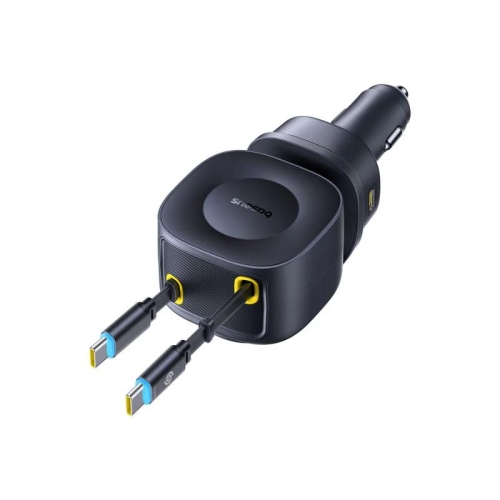 INCARCATOR auto Baseus PrimeTrip VR2 Max, Quick Charge 100W, 1 x USB, 1 x USB Type-C, cablu integrat retractabil 2 x USB Type-C pt. bricheta auto, negru 