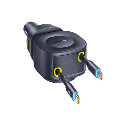 INCARCATOR auto Baseus PrimeTrip VR2 Max, Quick Charge 100W, 1 x USB, 1 x USB Type-C, cablu integrat retractabil 2 x USB Type-C pt. bricheta auto, negru 