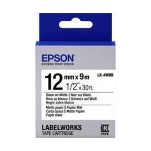 Banda Etichete Epson Matte Paper LK-4WBB Black/White 12mm (9m)