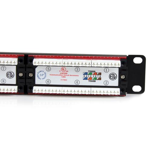 Patch Panel Startech C6PANEL24, 19inch, 1U, 24 porturi, Cat6, UTP, Black