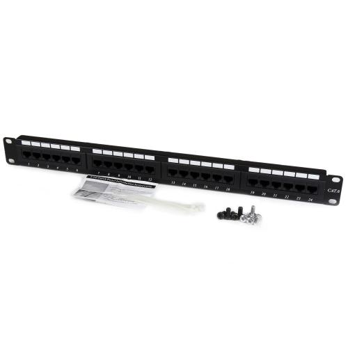 Patch Panel Startech C6PANEL24, 19inch, 1U, 24 porturi, Cat6, UTP, Black
