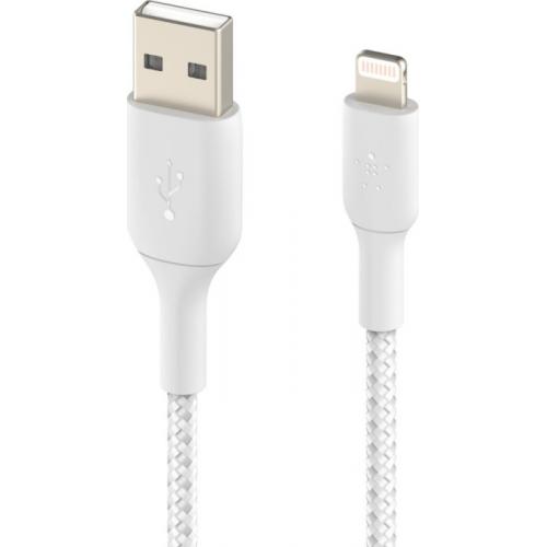 Cablu de date Belkin Boost Charge Braided, USB 2.0 - Lightning, 2m, White