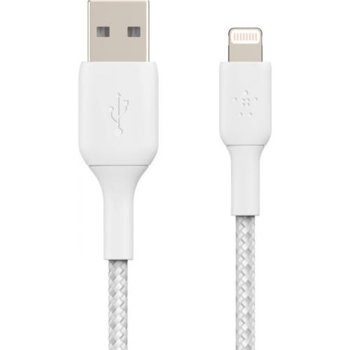 Cablu de date Belkin Boost Charge Braided, USB 2.0 - Lightning, 2m, White