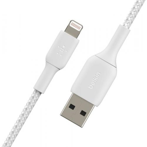 Cablu de date Belkin Boost Charge Braided, USB 2.0 - Lightning, 2m, White