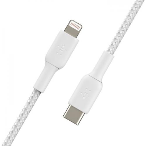 Cablu de date Belkin Boost Charge Braided, USB-C - Lightning, 1m, White
