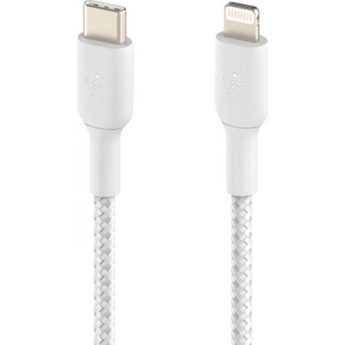 Cablu de date Belkin Boost Charge Braided, USB Tip C - Lightning, 2m, White