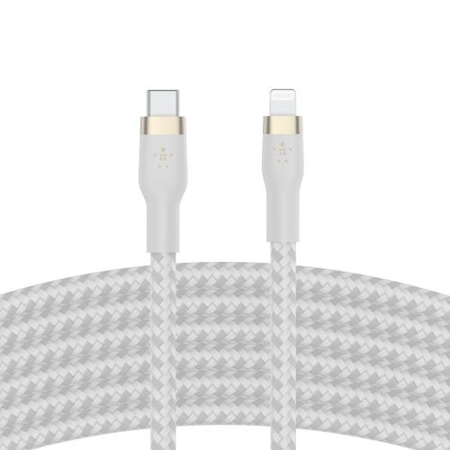 Cablu de date Belkin Pro Flex, USB-C - Lightning, 1m, White