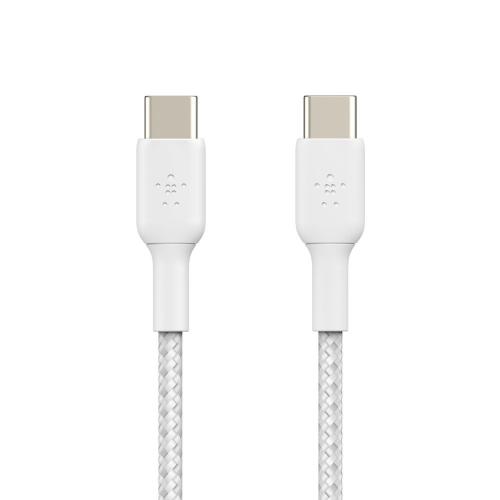 Cablu de date Belkin Boost Charge Braided, USB Tip C - USB Tip C, 1m, White