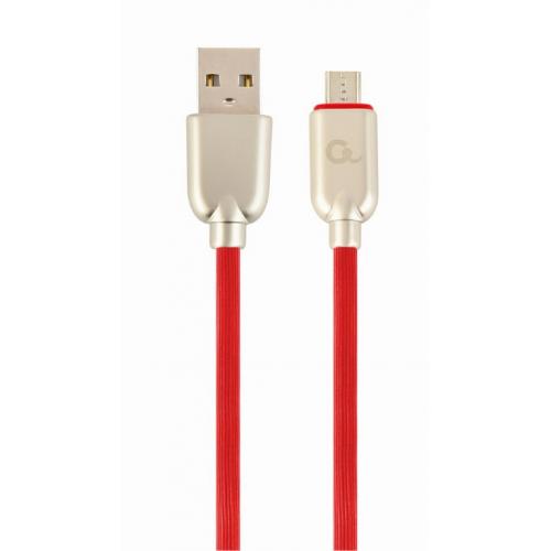 Cablu de date Gembird Premium Rubber, USB - micro USB, 1m, Red