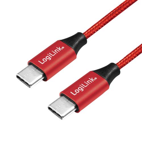 Cablu de date Logilink CU0155, USB-C - USB-C, 0.3m, Red