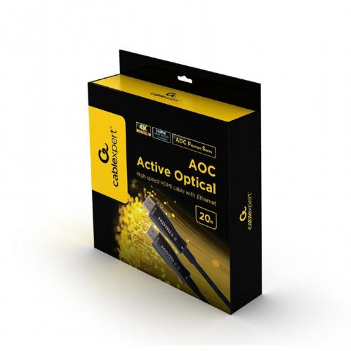 Cablu Gembird Active Optical (AOC), HDMI - HDMI, 20m, Black