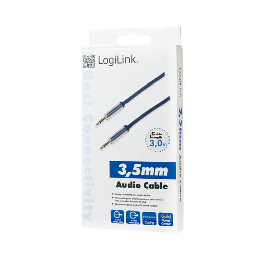 Cablu LogiLink CA10300, Jack 3.5mm - Jack 3.5mm, 3m, Blue