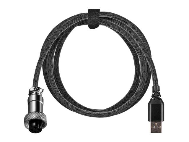 Cablu semnal Redragon Coiled Aviator, USB-C male - USB-A male, 1.6 m, Black
