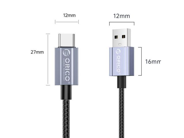 Cablu de date Orico GQA15-15-BK, USB-A male - USB-C male, 1.5m, Black