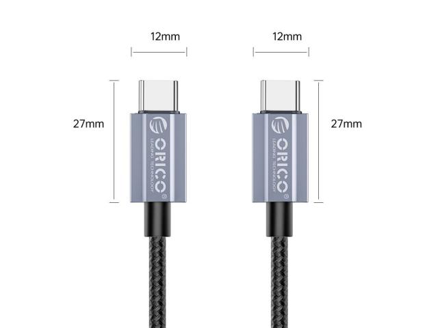 Cablu de date Orico GQA60-10-BK, USB-C male - USB-C male, 1m, Black