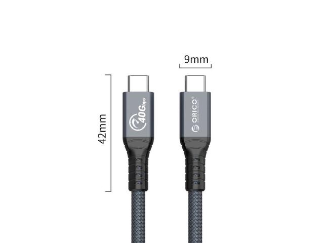 Cablu de date Orico TBZ4, USB-C - USB-C, 0.8m, Grey