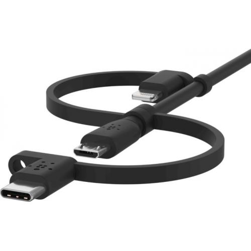 Cablu de date Belkin Boost Charge Universal, USB - Micro USB - Lightning - USB-C, 1m, Black