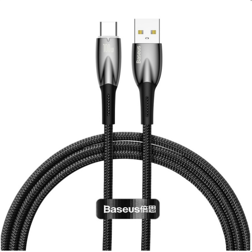 Cablu de date Baseus Glimmer, USB-A male - USB-C male, 1m, Black