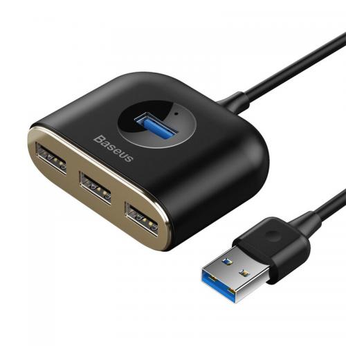 Hub USB Baseus Square Round 4in1, 3x USB 2.0, 1x USB 3.2 gen 1, Black