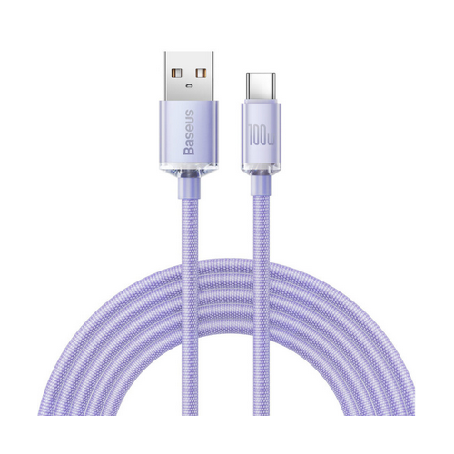 Cablu de date Baseus Crystal Shine, USB-A male - USB-C male, 2 m, Purple