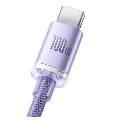 Cablu de date Baseus Crystal Shine, USB-A male - USB-C male, 2 m, Purple