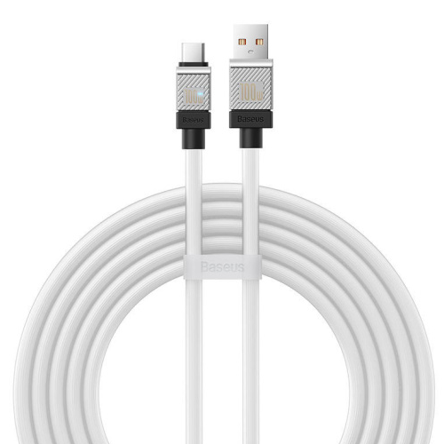 Cablu de date Baseus CoolPlay CAKW000702, USB 2.0 - USB-C, 2m, White
