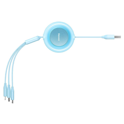 Cablu de date Baseus Bright Mirror 2, USB-A - USB-C +  Lightning + Micro USB, Light Blue