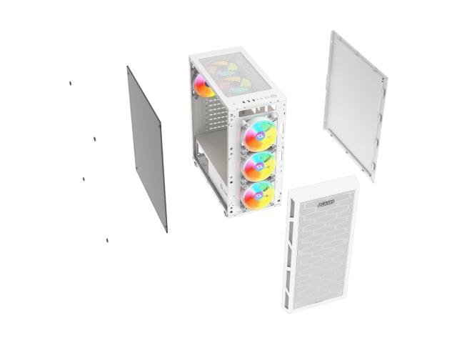 Carcasa AQIRYS Arcturus White ARGB, Fara sursa