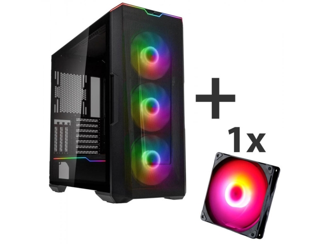 Carcasa Phanteks Eclipse G500A DRGB Black, Fara sursa + Ventilator Phanteks M25-140, DRGB LED, 140 mm, Black